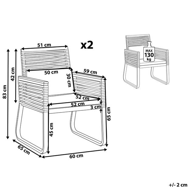 Beliani CANETTO - Tuinstoel-Zwart-Aluminium