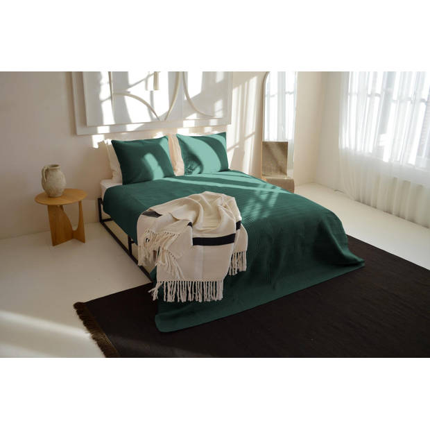 Zydante Home® - Bedsprei Incl. 2 Hoezen - 220x240 cm + 2 * 60x70 cm kussenslopen - Donkergroen