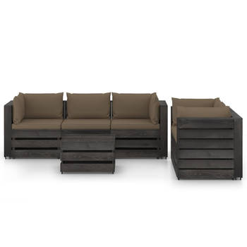 The Living Store Pallet Loungeset - Grenenhout - Taupe - Modulair - 69 x 70 x 66 cm