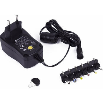 Benson Stroom adapter - universele - 1000mA 230V - 3-12 Volt AC/DC - Zwart - Autoladers