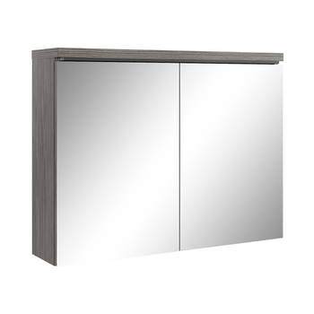 Badplaats Spiegelkast Paso LED 80 x 20 x 60 cm - grijs eiken