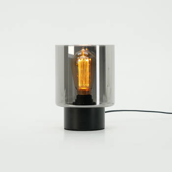EGLO Gorosiba tafellamp - E27 - 22cm - Smoke Glas - Zwart