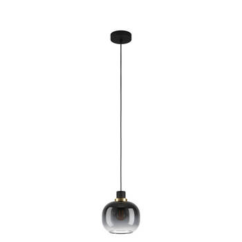 EGLO Oilella Hanglamp - E27 - 19 cm - Smoke glas - Zwart/Geelkoper