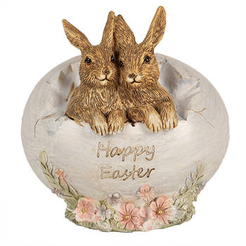 Clayre & Eef Beeld Konijn 11 cm Bruin Polyresin Happy Easter Bruin