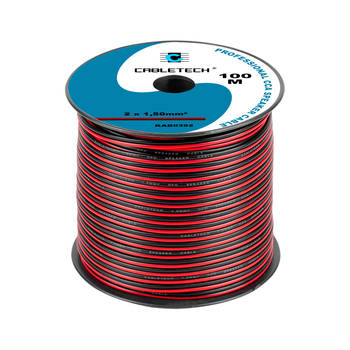 Cabletech speaker kabel luidsprekersnoer CCA rood / zwart 2x 1.5mm Haspel 100m