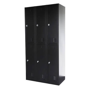 Lockerkast Zwart - 90x185 cm - 6 lockers