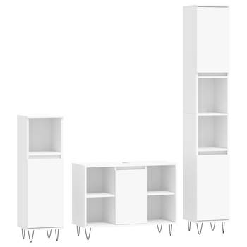 The Living Store Badkamermeubelset - Wit - 30 x 30 x 190 cm (hoog) - 30 x 30 x 100 cm (laag) - 80 x 33 x 60 cm