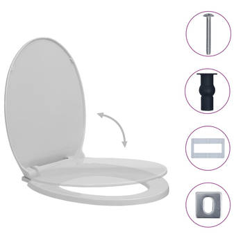 The Living Store Toiletbril - Ovaal - Polypropyleen - Lichtgrijs - 46 x 34 cm - Soft-close - Quick-release -