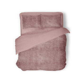 Eleganzzz Dekbedovertrek Flanel Fleece - oud roze 200x200/220cm