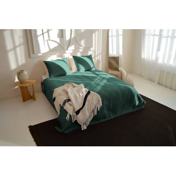 Zydante Home® Bedsprei Incl. 2 Hoezen -Dark Green Circles - 220x240 cm + 2 * 60x70 cm