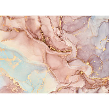 Inductiebeschermer - Abstract Roze Marmer - 65x52 cm