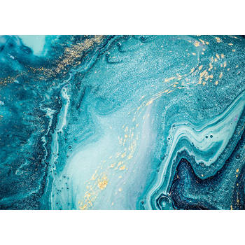 Inductiebeschermer - Blauw Marmer - 78x52 cm