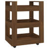 The Living Store Keukentrolley Bruineiken - 60 x 45 x 80 cm - Duurzaam bewerkt hout met 3 schappen en praktische wielen