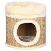 The Living Store Kattenhuis - Beige - 31 x 33 cm - Comfortabel en speels - Inclusief bovenmand en huisje