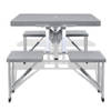 The Living Store Inklapbare Kampeertafelset - Grijs - Tafel- 85.5 x 65 x 67 cm - Zitting- 30 x 27 x 40 cm -