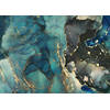 Inductiebeschermer - Blauw Grijs Goud Marmer - 56x38 cm