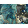 Inductiebeschermer - Blauw Grijs Goud Marmer - 75x55 cm