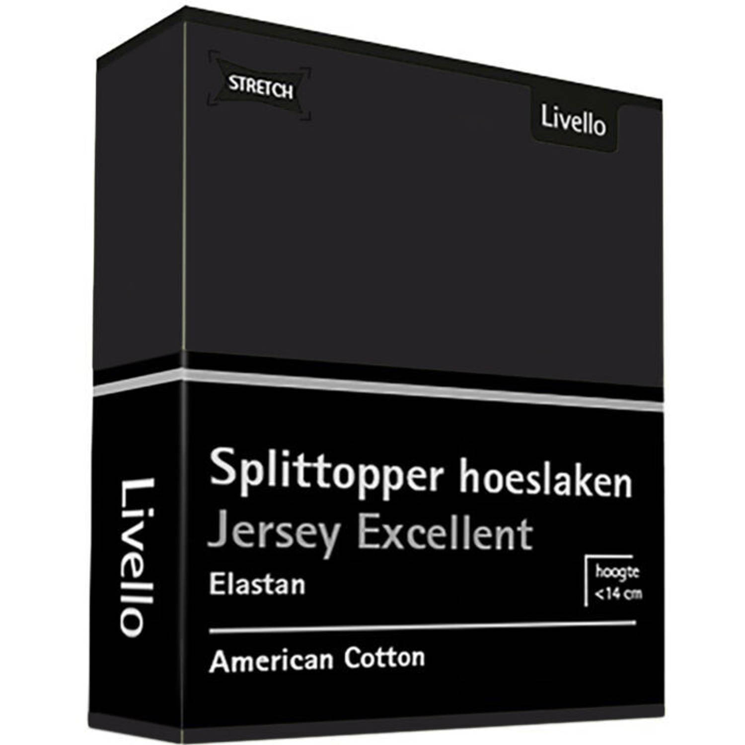 Livello Hoeslaken Splittopper Jersey Excellent Black 250 gr 180x200 t/m 200x220