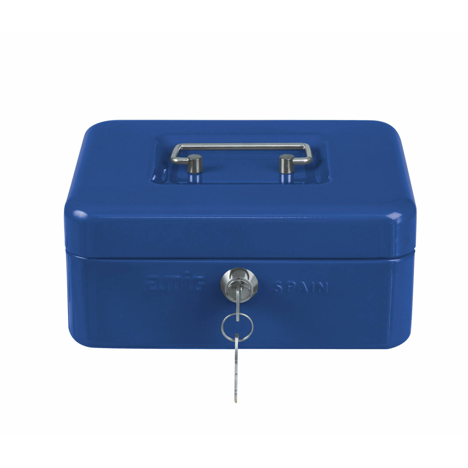 AMIG Geldkistje met 2 sleutels blauw staal 15 x 11 x 7 cm inbraakbeveiliging  Geldkistjes