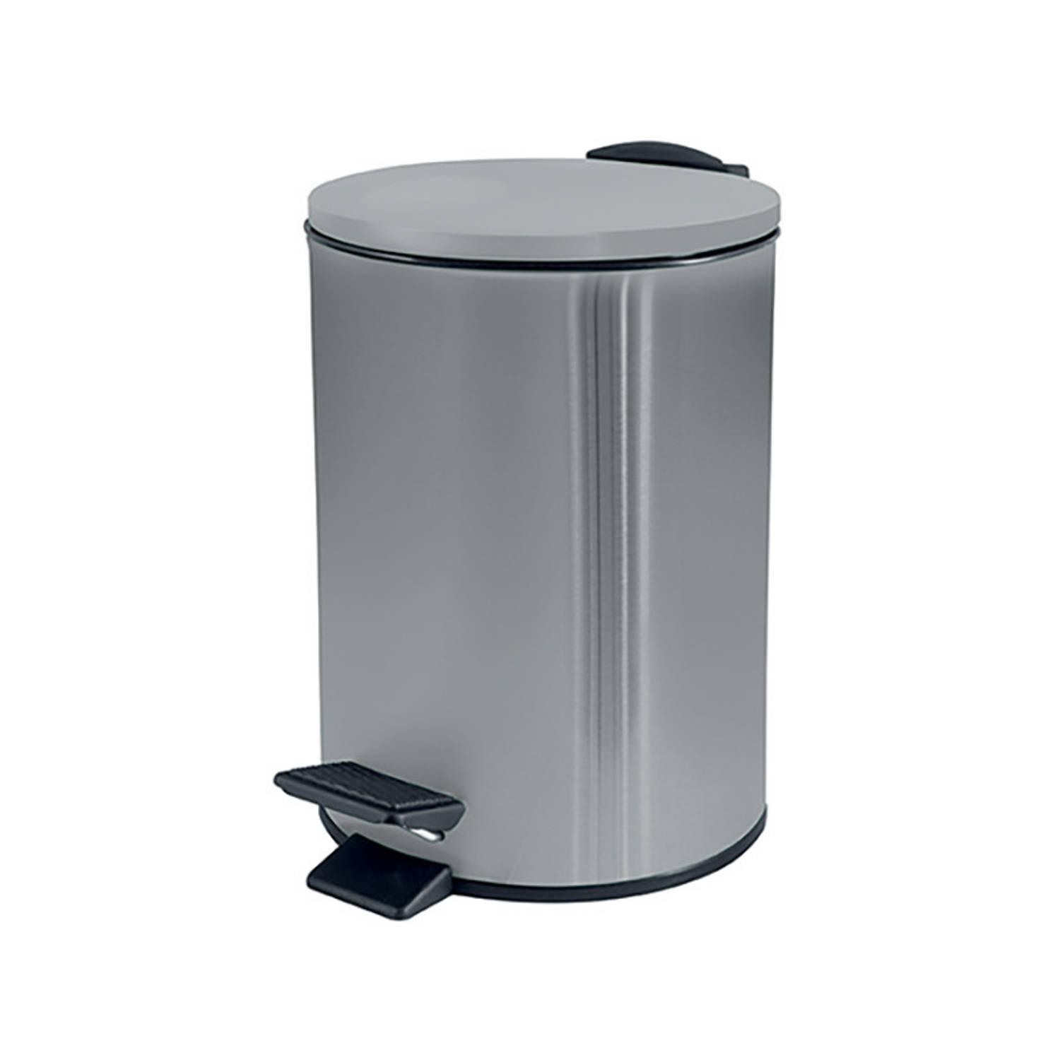 Spirella Pedaalemmer Cannes - zilver - 3 liter - metaal - L17 x H25 cm - soft-close - toilet/badkamer