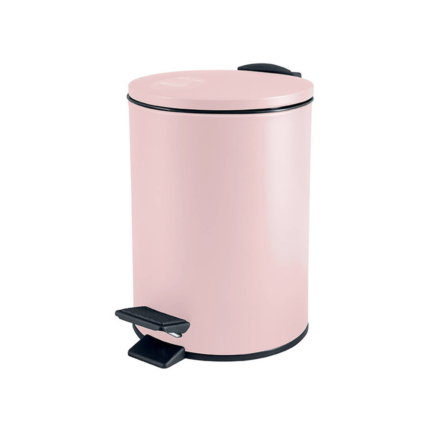 Spirella Pedaalemmer Cannes - lichtroze - 5 liter - metaal - L20 x H27 cm - soft-close - toilet/badkamer