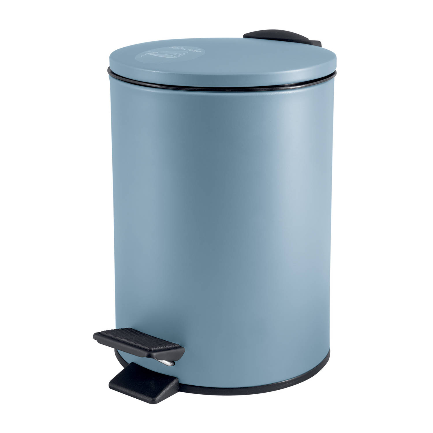 Spirella Pedaalemmer Cannes - lichtblauw - 3 liter - metaal - L17 x H25 cm - soft-close - toilet/badkamer