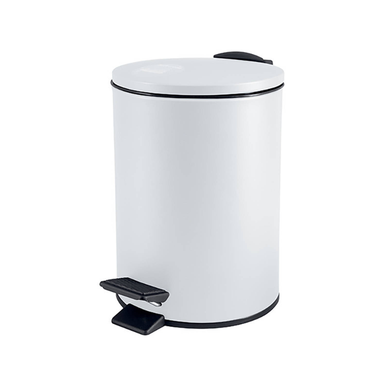 Spirella Pedaalemmer Cannes - wit - 5 liter - metaal - L20 x H27 cm - soft-close - toilet/badkamer