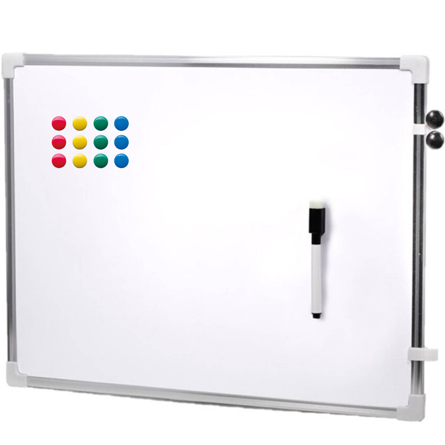 Magnetisch whiteboard met marker-12x magneten gekleurd 80 x 60 cm Whiteboards