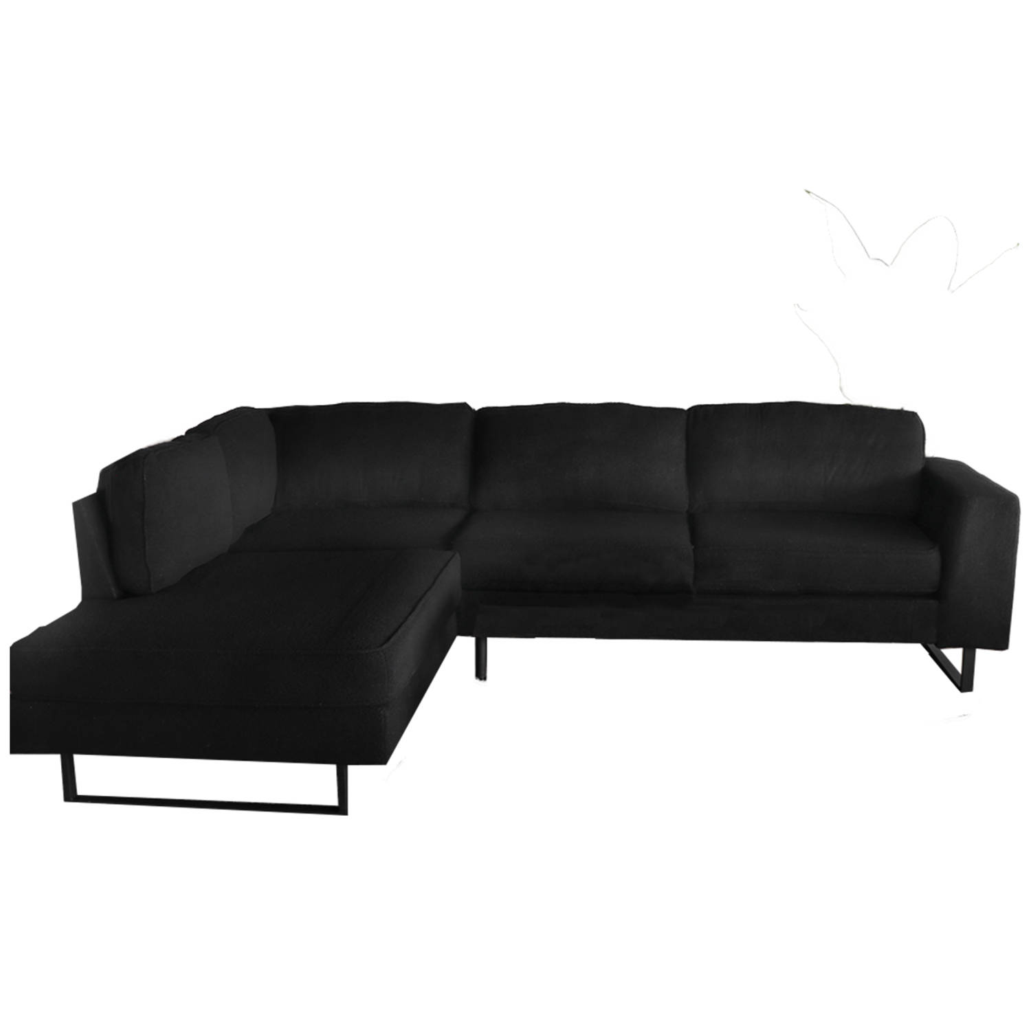 Hoekbank design Puckerto 290cm teddy zwart links loungebank