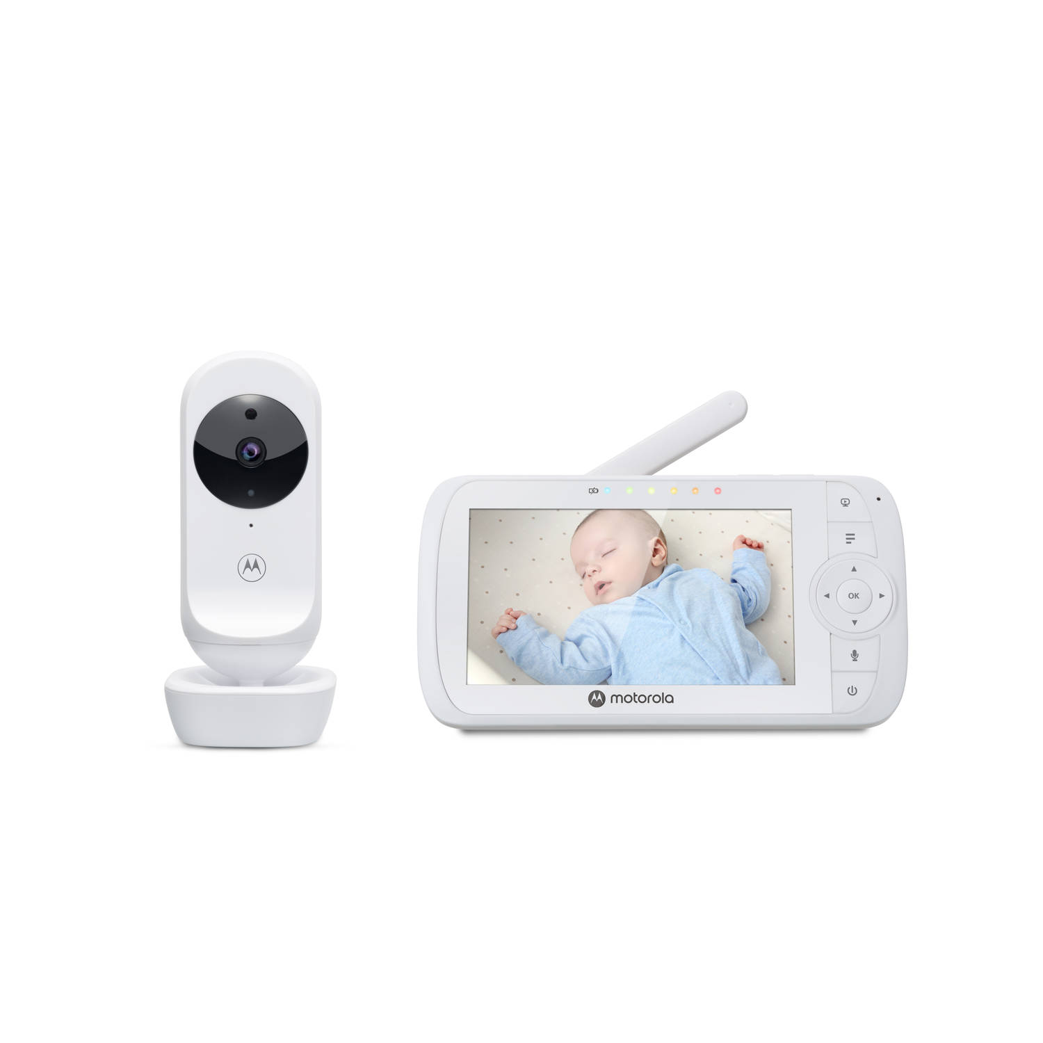Motorola Nursery Babyfoon Video Baby monitor VM35 Wit 5-inch Ouder Unit Infrarood Terugspreekfunctie