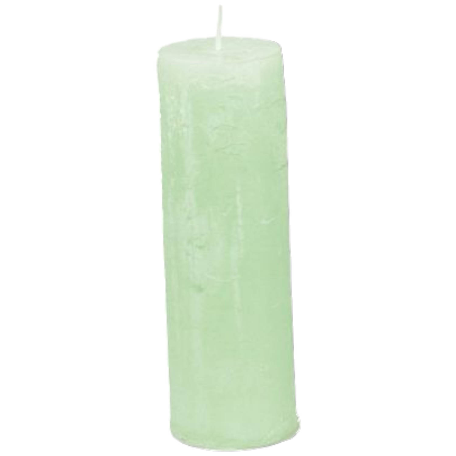Branded by kaarsen pillar ø5cm x 15cm light green set van 9