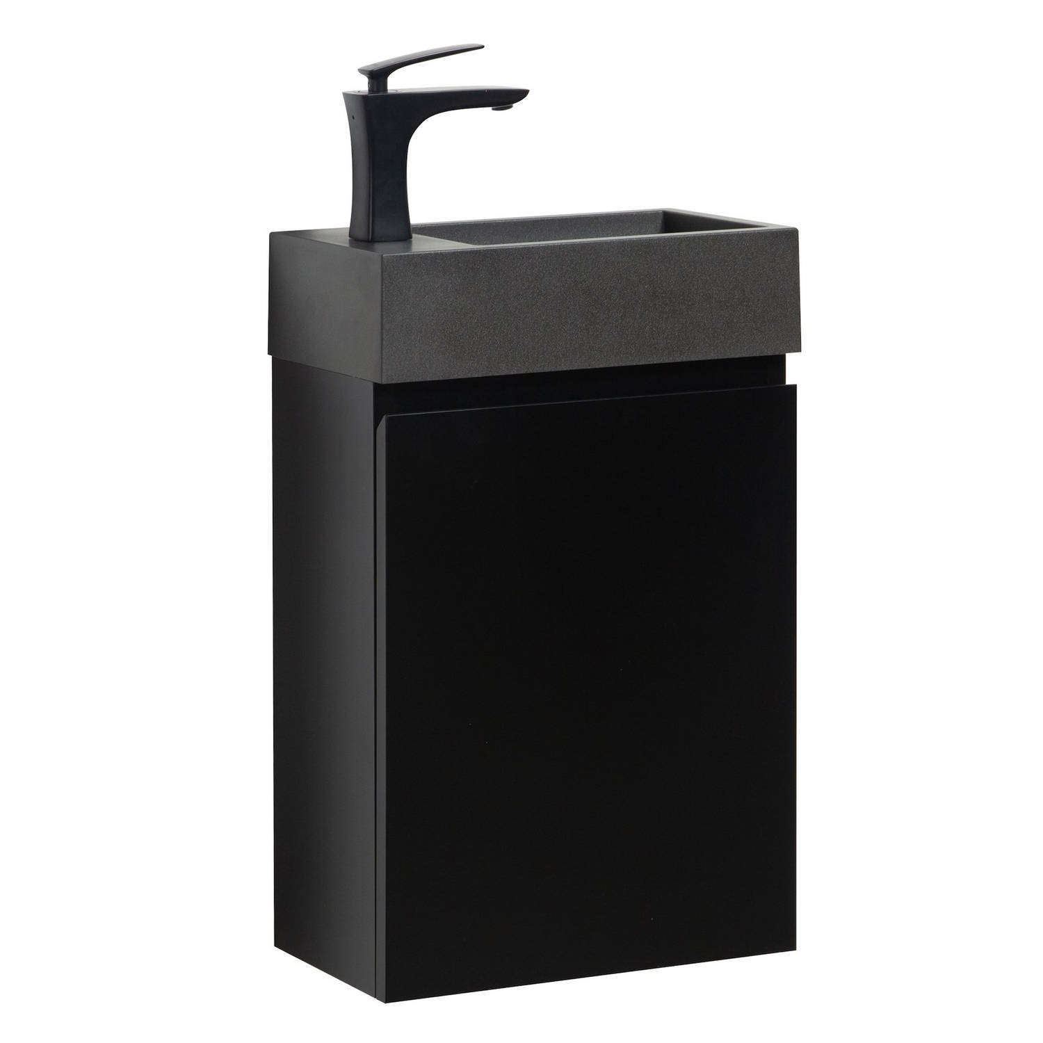 Badplaats Toiletmeubel Angela 40cm x 22cm Mat zwart | wastafel zwart