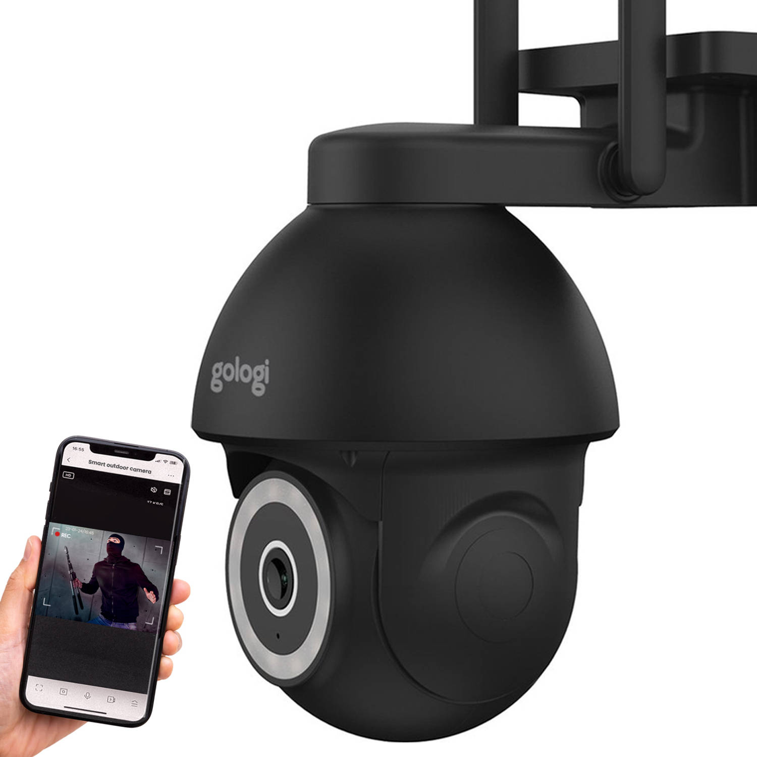 Gologi Superior Outdoorcamera Beveiligingscamera Security camera Muur-Dakbevestiging 4MP wifi en app