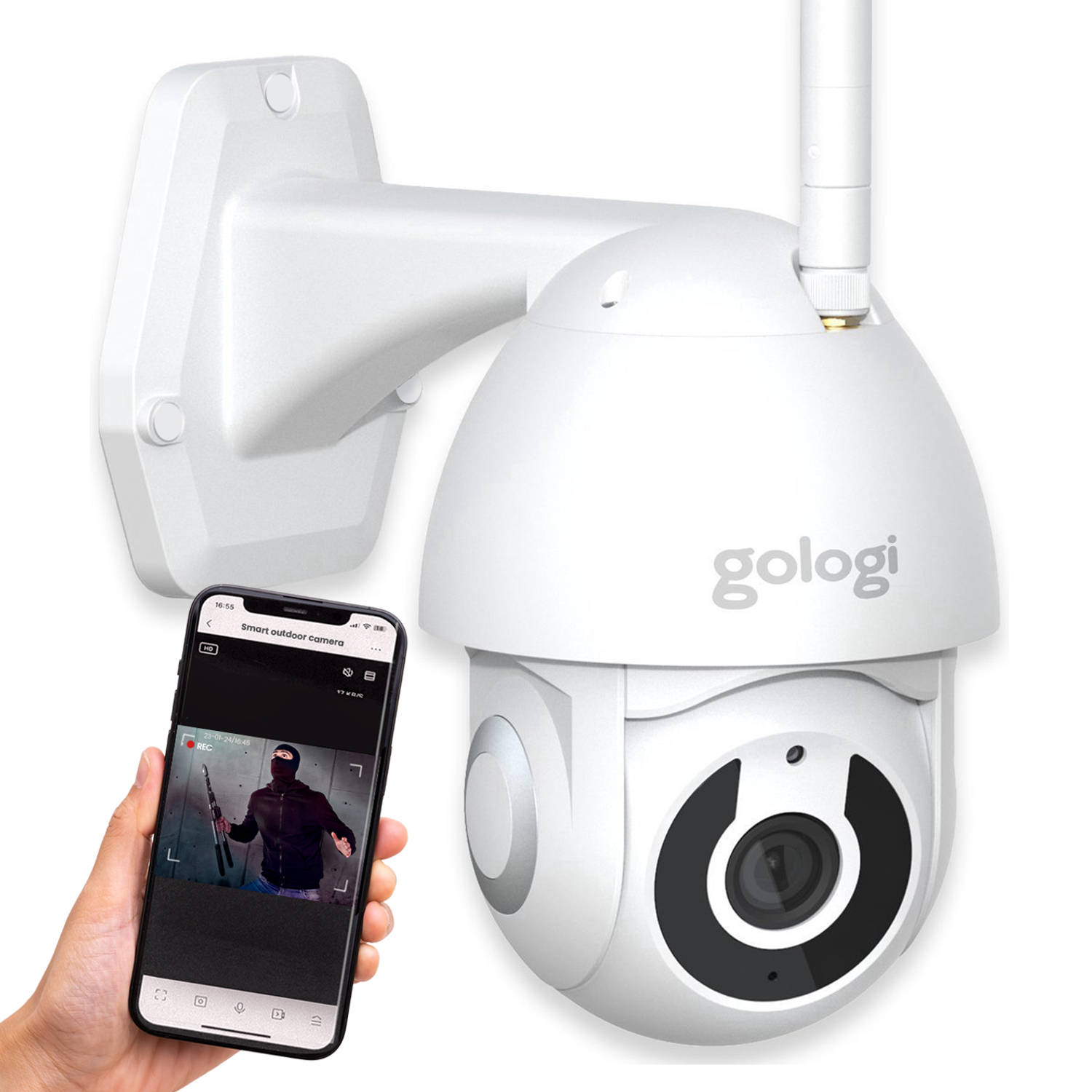 Gologi Superior Outdoorcamera Nachtzicht Beveiligingscamera 3MP Met wifi en app Met 32GB SD-kaart Wi