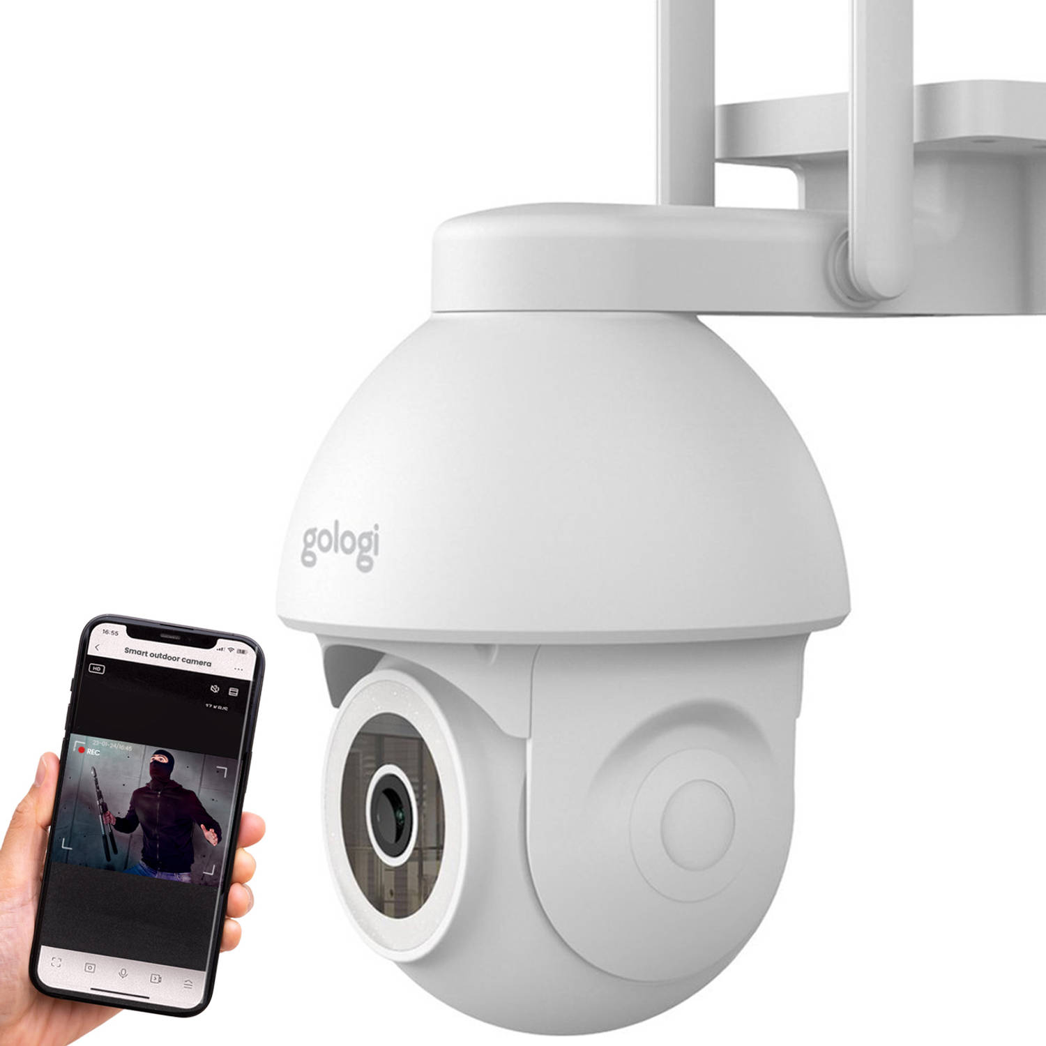 Gologi Superior Outdoorcamera Buiten camera met nachtzicht Beveiligingscamera Muur & Dakbevestiging 