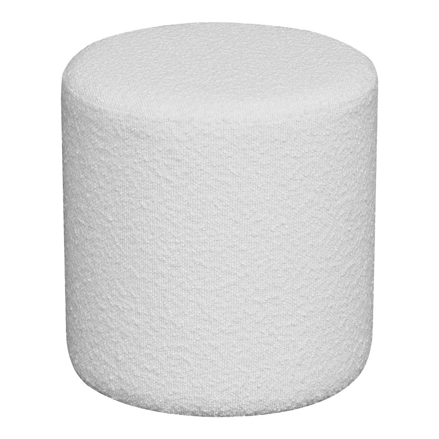 House Nordic - Pouf - Boucle/ Teddy stof - Wit - Rond 34x36cm