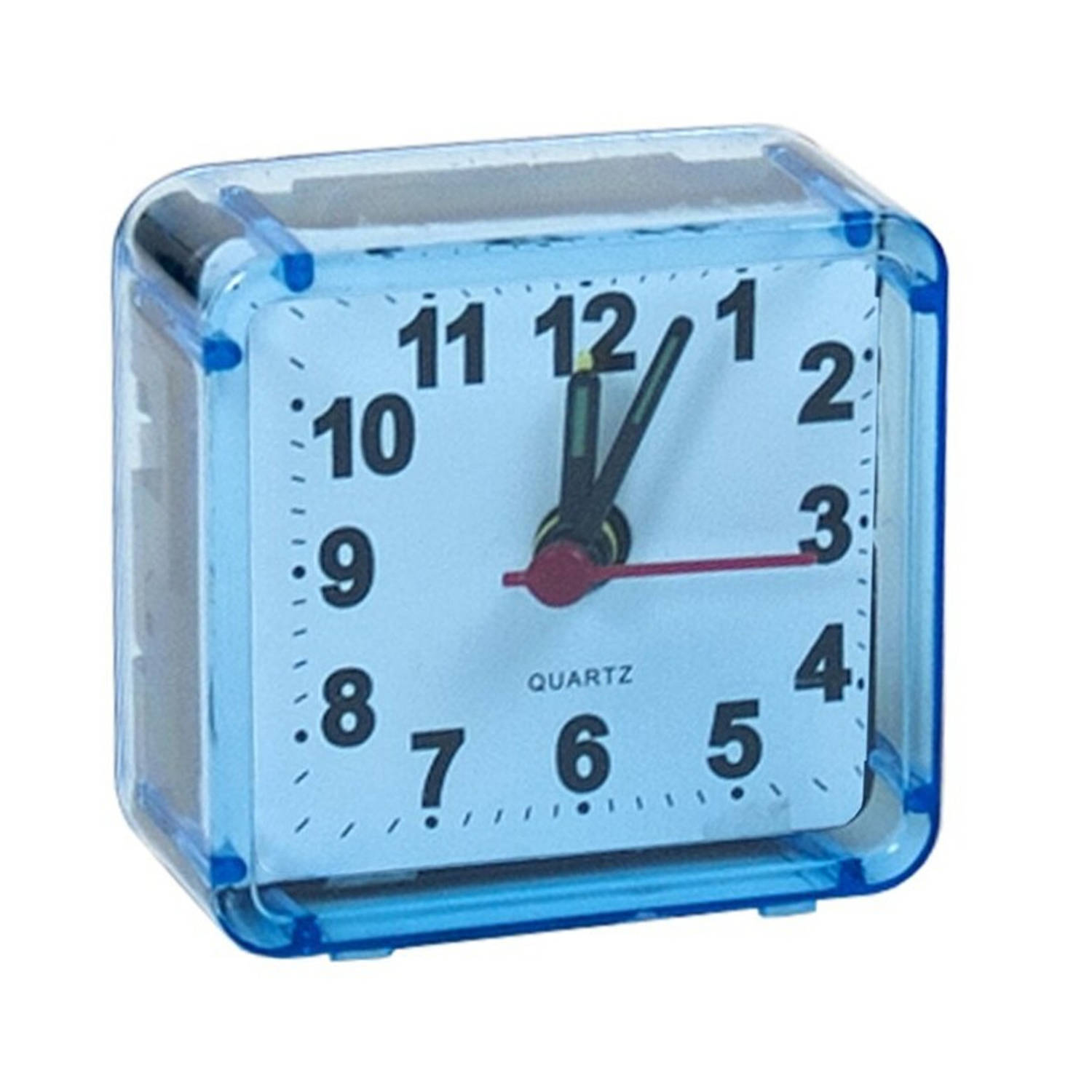 Gerimport Reiswekker-alarmklok analoog licht blauw kunststof 6 x 3 cm klein model Wekkers