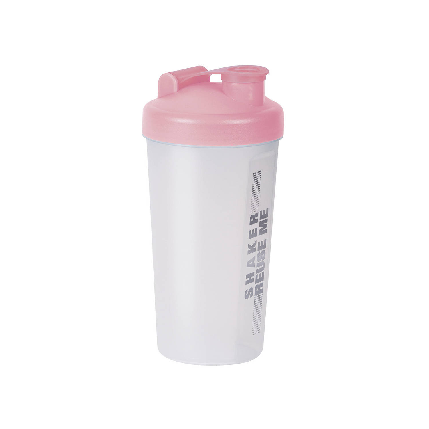 Juypal Shakebeker/Shaker/Bidon - 700 ml - transparant/roze - kunststof - Shakebekers