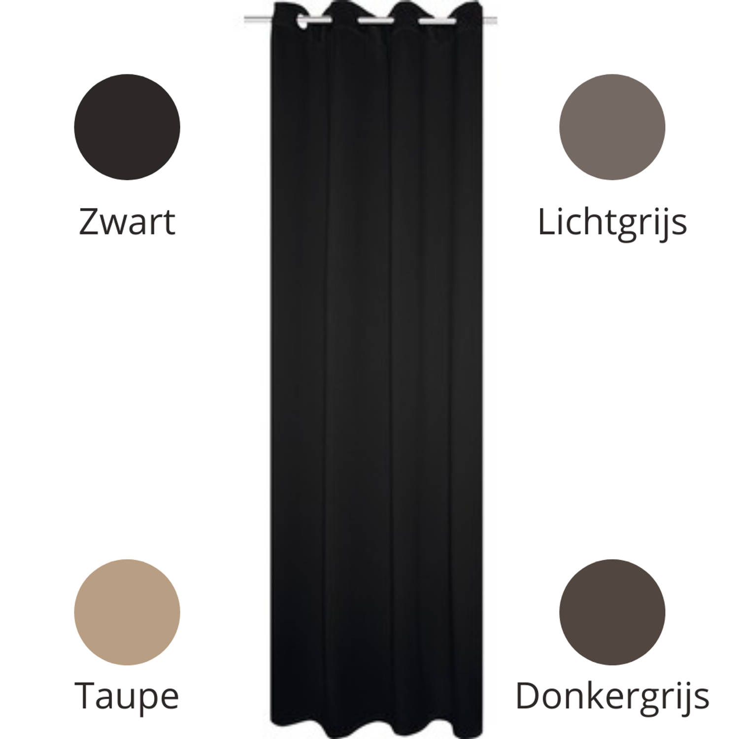 Mesa Verduisterende gordijnen - Zwart - Ringen - 150 x 250 cm