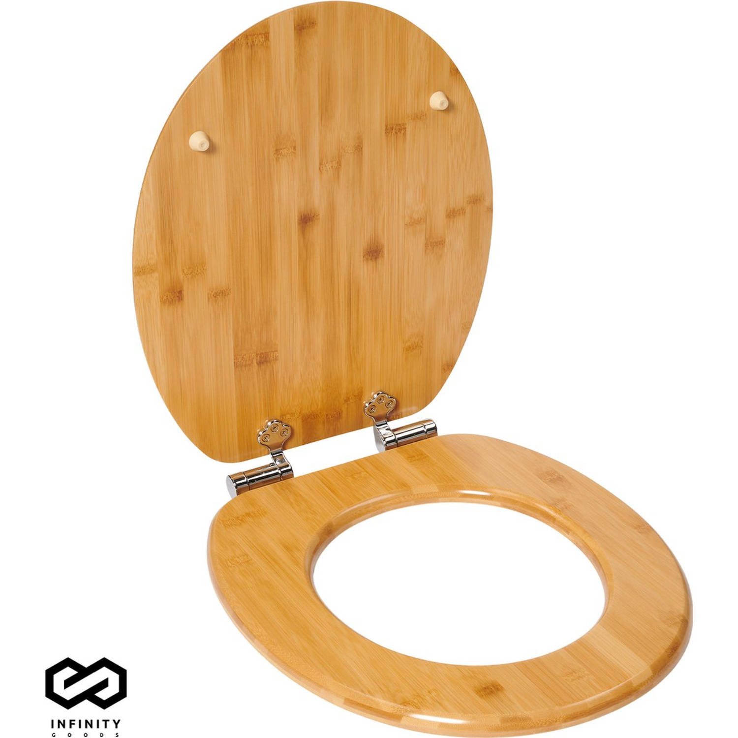 Infinity Goods Bamboe WC Bril Terry Toiletbril Met Deksel Soft Close RVS Scharnieren Inclusief