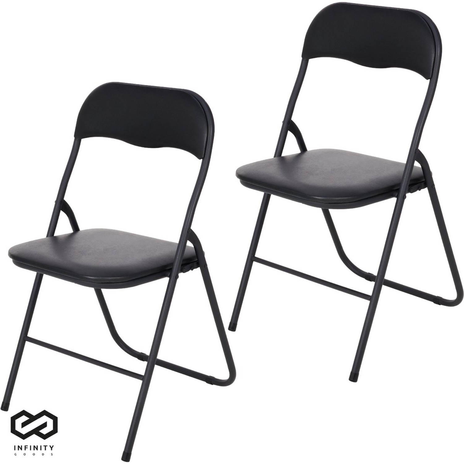 Infinity Goods Set van 2 Klapstoelen - Vouwstoelen - PVC - Eettafelstoelen - Opklapbare Stoelen - 43 x 47 x 80 CM - Stoelen - Zwart