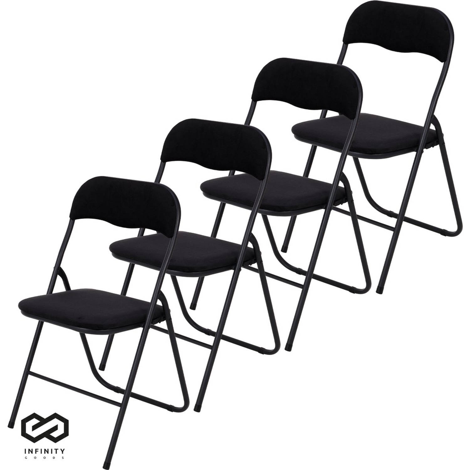 Infinity Goods Klapstoelen Set van 4 Vouwstoelen Fluweel Eettafelstoelen Opklapbare Stoelen 43 x 47 