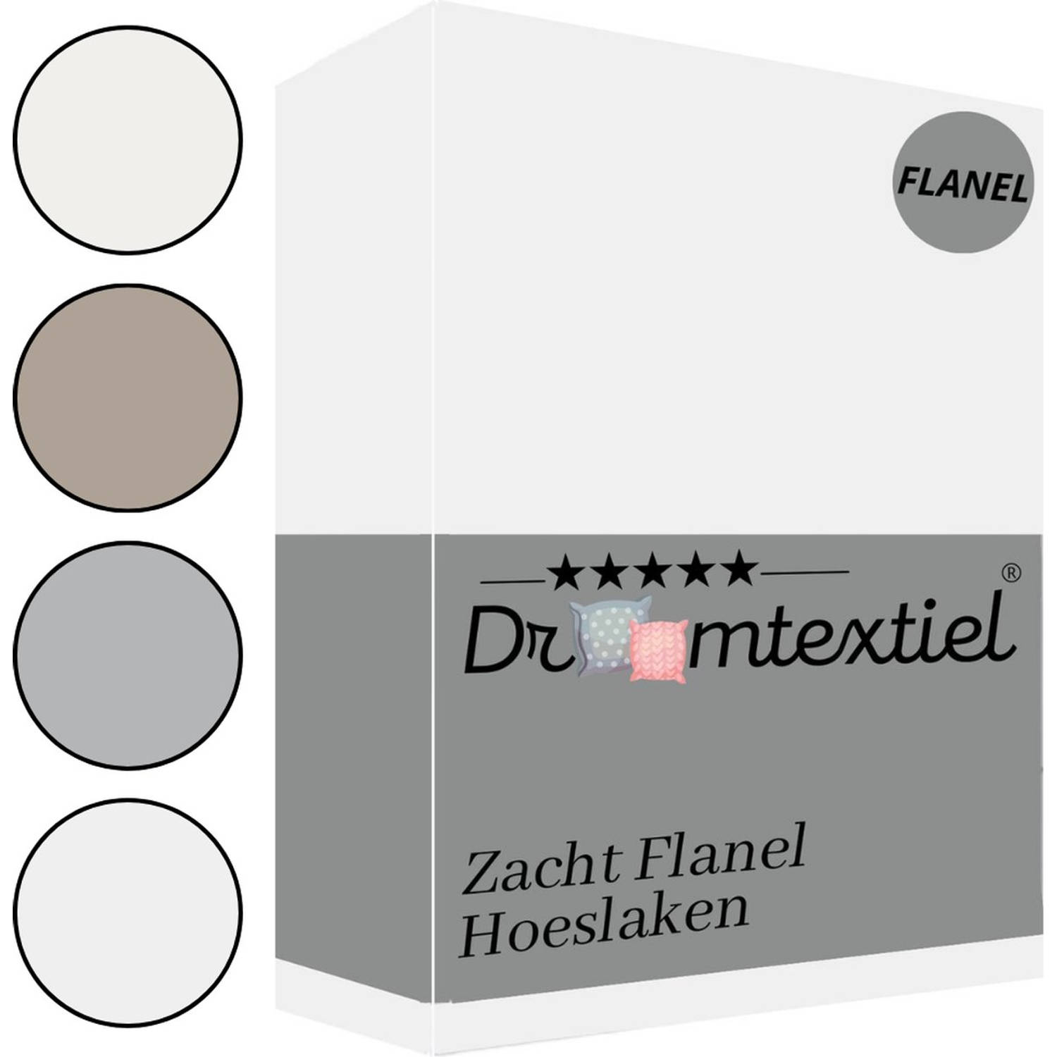 Droomtextiel Zachte Flanel Hoeslaken Wit Lits-Jumeaux 180x200 cm 100% Gekamd Katoen