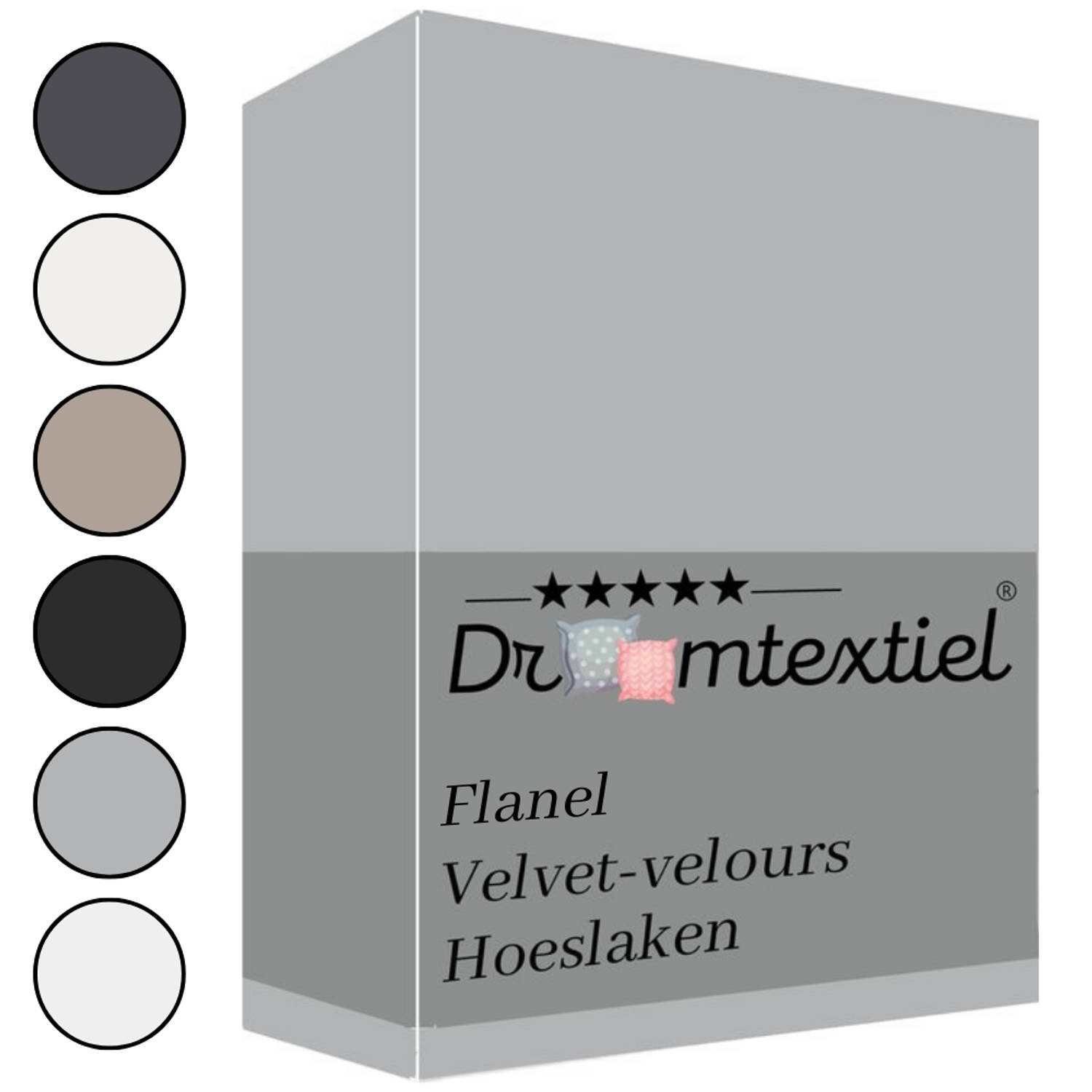 Droomtextiel Zachte Flanel Velvet Velours Hoeslaken Grijs Eenpersoons 90x200 cm Hoogwaardige Kwalite