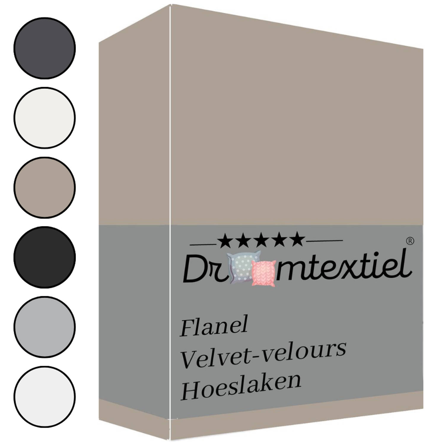 Droomtextiel Zachte Flanel Velvet Velours Hoeslaken Taupe Eenpersoons 90x200 cm Hoogwaardige Kwalite