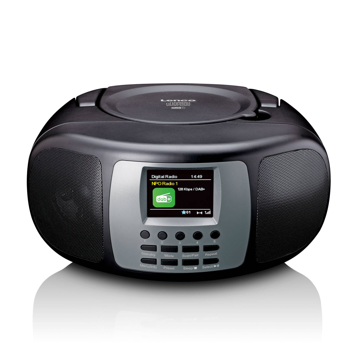 Draagbare DAB+-FM radio met Bluetooth®, CD-speler en groot LCD kleurendisplay Lenco Zwart-Grijs