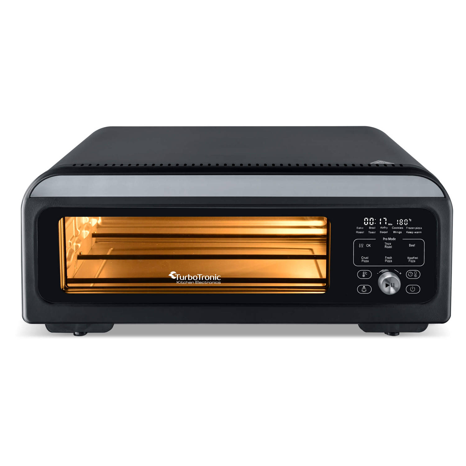 TurboTronic PO12 Elektrische Pizza Oven Slimme Pizzaoven tot 400 °C Zwart