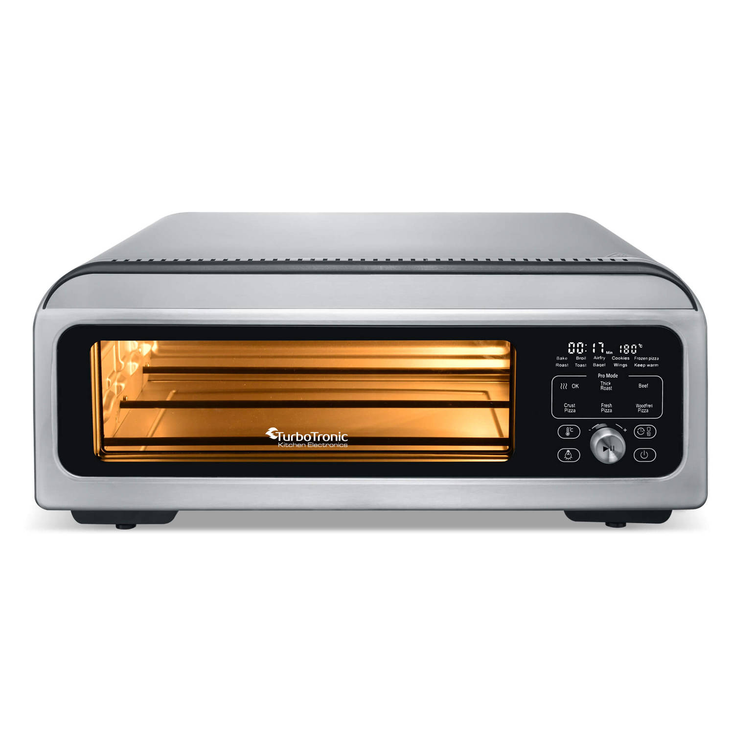 TurboTronic PO12 Elektrische Pizza Oven Slimme Pizzaoven tot 400 °C Zilver