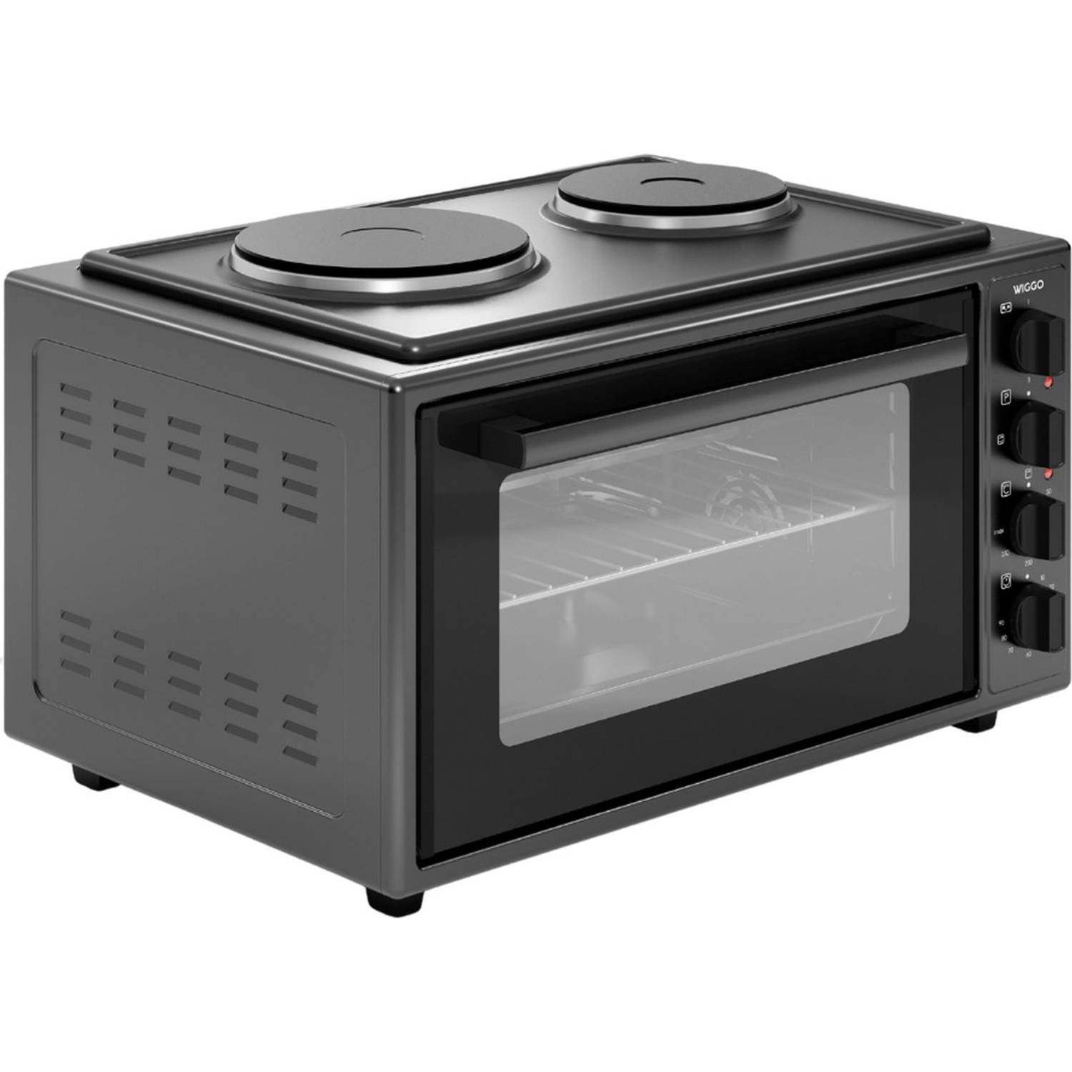 Wiggo WMO-E4562H(B)- Vrijstaande oven met kookplaat 45 liter Zwart