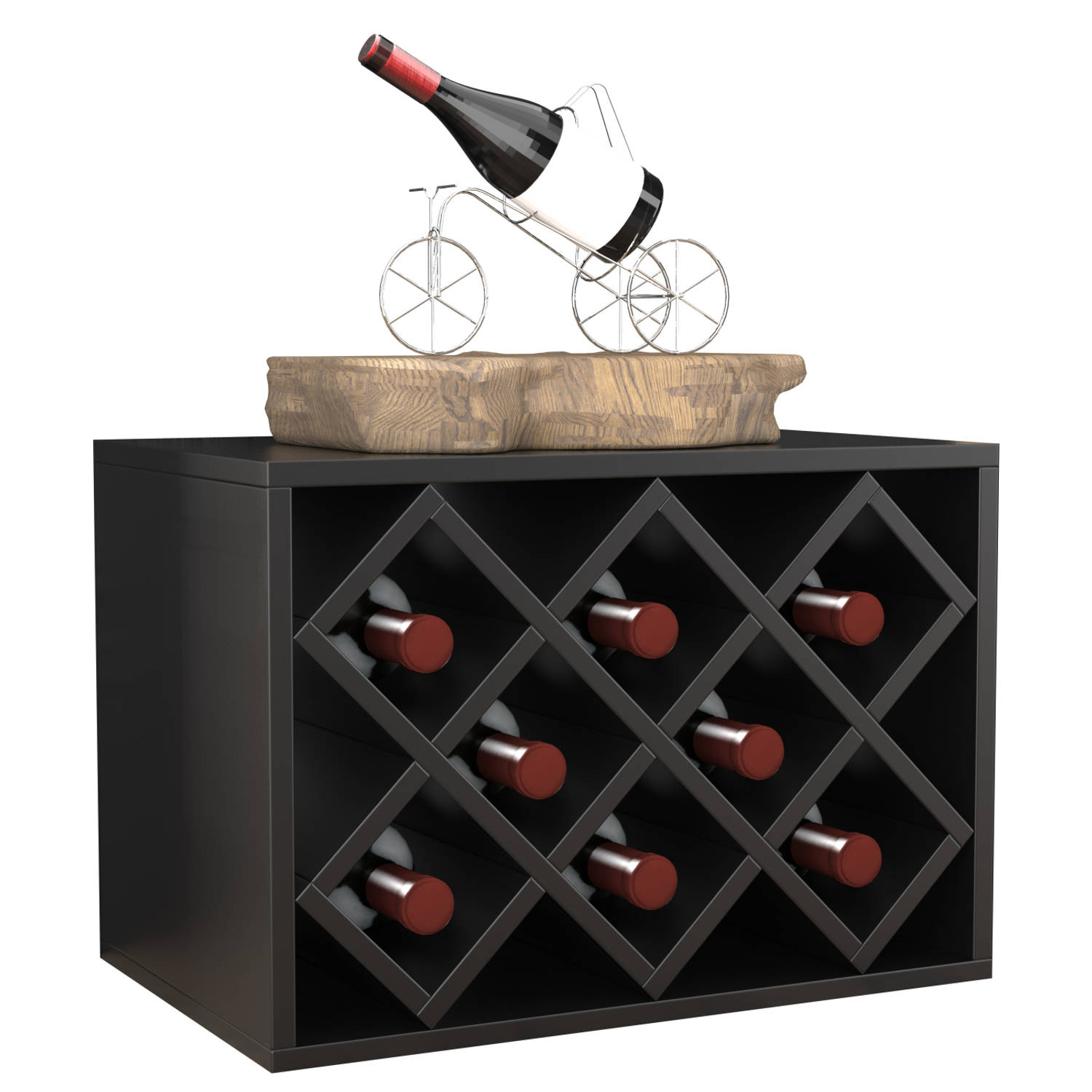 Wijnrek stapelbaar meerdere stuks langs of op elkaar 8 flessen liggend of staand te gebruiken
